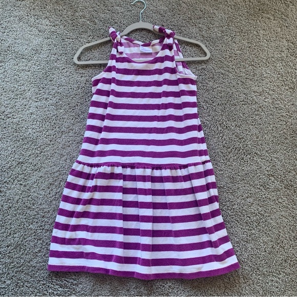 Hanna Andersson Purple White Striped Terry Cloth Beach Coverup Size 12 - Picture 1 of 5